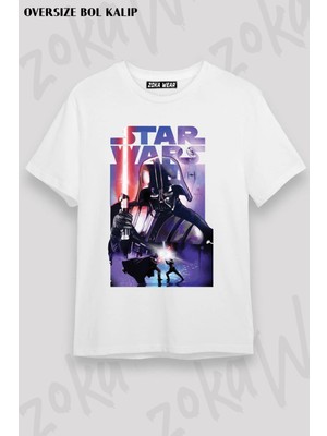 Unisex Oversize Kalıp Star Wars 2 Tasarım Baskılı Tshirt