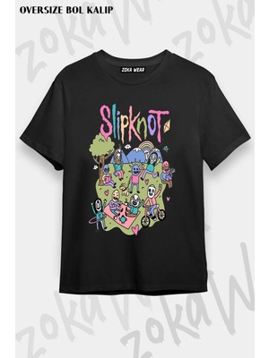 Unisex Oversize Kalıp Slipknot4 Tasarım Baskılı Tshirt