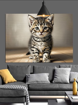 Tablo Mega Tatlı Kedi Yavrusu Portresi Dekoratif Kanvas - Mdf Ahşap Tablo