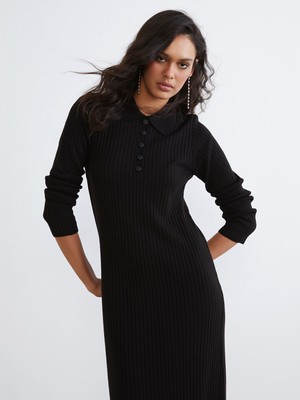 Lc Waikiki Yeni Sezon Polo Yaka Fitilli Triko Elbise