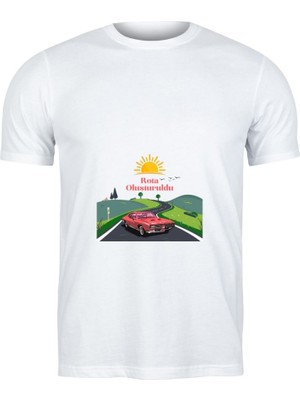 Hediye Vakti Rota Oluşturuldu Baskılı Tişört Erkek Kısa Kol Günlük Tarz %55 Polyester- %45 Viskon