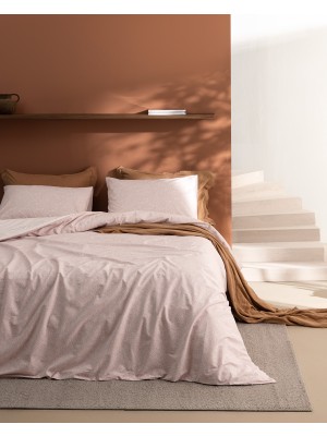 Madame Coco Alida Çift Kişilik %100 Pamuk Ranforce Baskılı Nevresim Takımı - Pudra