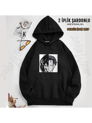 Unisex Attack On Titan Eren Yeager Titan Dönüşümü Anime 2 Baskılı Kapşonlu Sweatshirt (2 Iplik)