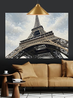 Karizma Tablo Siyah Beyaz Eyfel Kulesi Dekoratif Kanvas - Mdf Ahşap Tablo