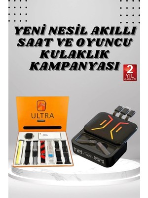 Ceylan Adam Powerbank Kulaklık ve 7 Kordonlu Akıllı Saat Çoklu Şarj Girişi Bluetooth Bağlantılı