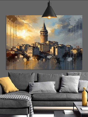 Karizma Tablo Istanbul Boğazı Galata Kulesi Dekoratif Kanvas - Mdf Ahşap Tablo