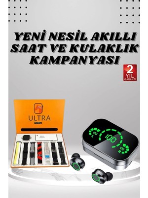 Ceylan Adam 7 Kordonlu Akıllı Saat ve Aynalı Bluetooth Kulaklık Powerbank Dijital Göstergeli