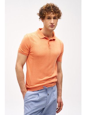 İGS Mercan Slim Fit Dar Kalıp Polo Yaka Düz Kısa Kollu Triko Tişört