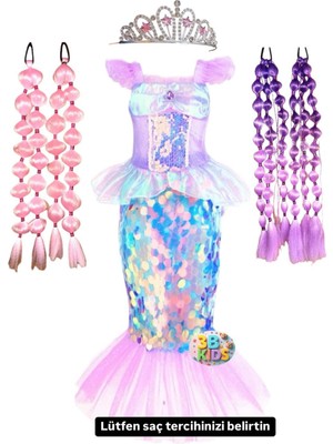 3b Kids Deniz Kızıbalıkelbisebubble Saçdeniz Kızı Taç( Saç Için Hangi Rengi Tercih Ediyorsanız Mesaj Atınız)