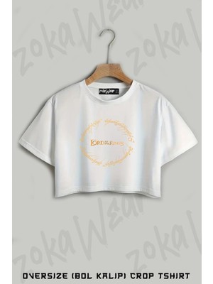 Yüzüklerin Efendisi 2 Baskılı Oversize Crop T-Shirt