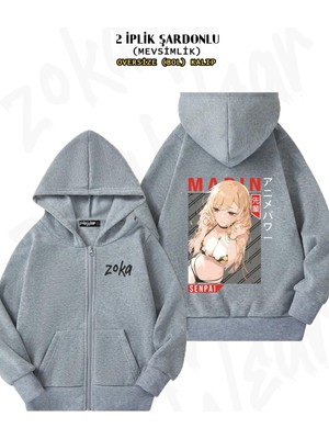 Unisex My Dress Up Darling Marin Kitagawa3 Baskılı Oversize Sırt Baskılı Fermuarlı Kapşonlu Hırka