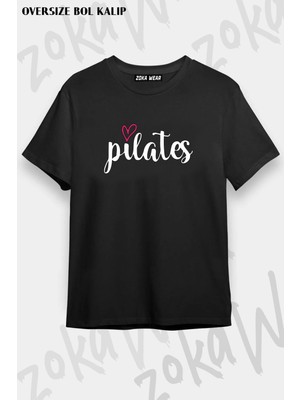 Unisex Oversize Kalıp Pilates Yazı Tasarım Baskılı Tshirt