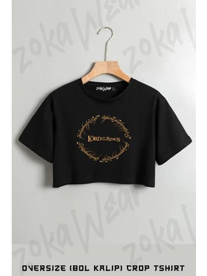 Yüzüklerin Efendisi 2 Baskılı Oversize Crop T-Shirt
