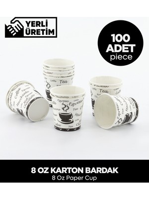 8 Oz Karton Bardak - 100 Adet