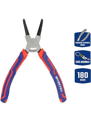 Workpro WP231153 180MM Cr-V Eğri Uçlu Yaylı Profesyonel Dış Segman Pensesi