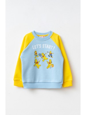 Haribo Erkek Çocuk Sarı Sweatshirt Kapüşonsuz Uzun Kollu Günlük Kullanım için