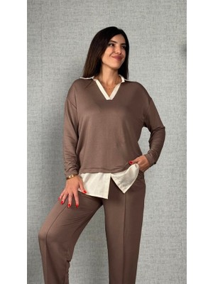 Etiler Collection Polo Yaka Gömlek Detay Salaş Balon Pantolunlu Ikılı Takım