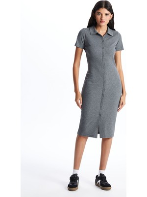 Lc Waikiki Yeni Sezon Polo Yaka Düz Kısa Kollu Kadın Bodycon Elbise