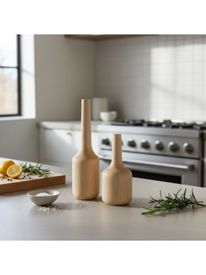 U Atölye El Yapımı Ahşap Vazo Seti