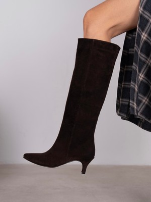 Ece'nin Butiği Edwin Kahve Süet Hakiki Deri  Çizme