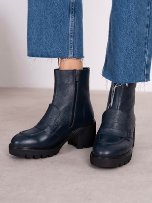 Ece'nin Butiği Vanya Lacivert Hakiki Deri Kadın Bot