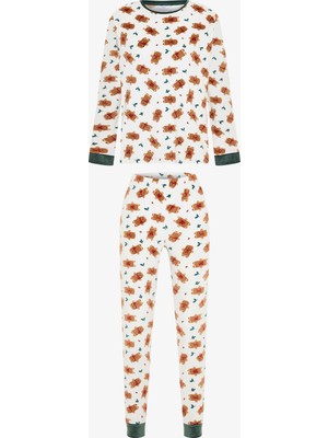 Penti Kırık Beyaz Gingerbread  Uzun Kollu Termal Etkili Pijama Takımı