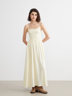 Lc Waikiki Yeni Sezon Kare Yaka Keten Karışımlı Elbise