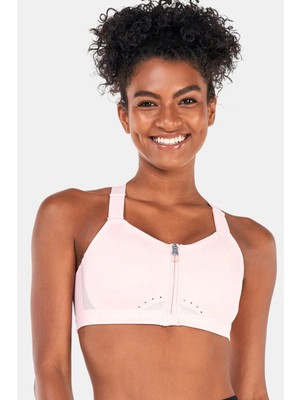 Nike Dri Fit Alpha High Support Padded Zip Front Sports Bra Kadın Fermuarlı Spor Bra Pembe