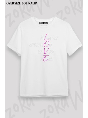 Unisex Oversize Kalıp Pilates Love V2 Tasarım Baskılı Tshirt