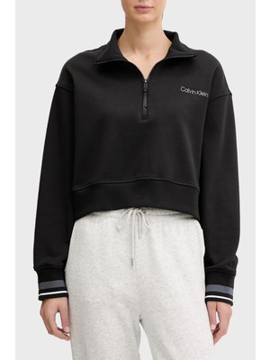 Calvin Klein Pamuklu Regular Fit Yarım Fermuarlı Dik Yaka Sweat LVGWF5W310UB1 Bayan Sweat LVGWF5W310 Ub1