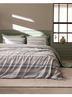 Madame Coco Armende Çift Kişilik %100 Pamuk Ranforce Baskılı Nevresim Takımı - Bej/mavi