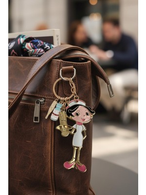 Modex Altın Sarısı Sağlık Temalı Hemşire Çanta Aksesuarı Anahtarlık