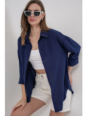 Hiccup Kadın Bdart Basic Düğmeli Gömlek Lacivert