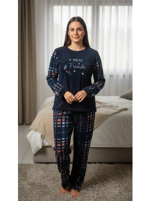 Gigi Giyim Winter Baskılı Kadın Polar Pijama Takımı