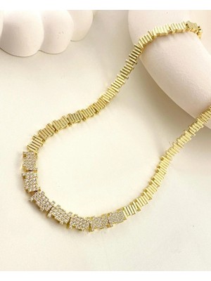 Zirkon Taşlı Kuyumcu Tarzı Gerdanlık Kolye