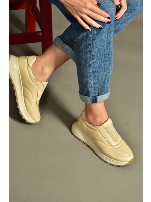 Fox Shoes U555248103 Bej Hakiki Deri Günlük Kadın Ayakkabı