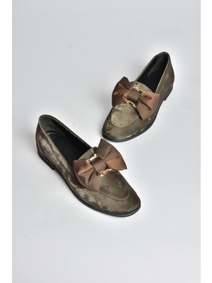 Fox Shoes V820002901 Füme Nubuk Kurdele Detaylı Kadın Ayakkabı