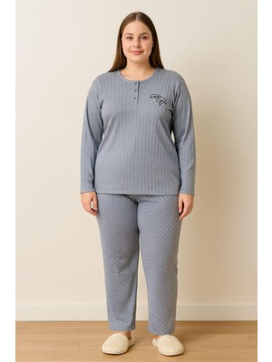 Pemilo Kadın 0385 Büyük Beden Raporlu Kalın Kışlık Pijama Takımı