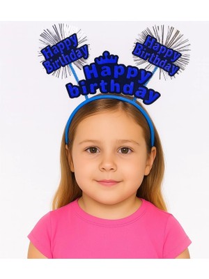 MiraLive Mavi Renk Işıltılı Yazılı Doğum Günü Parti Tacı