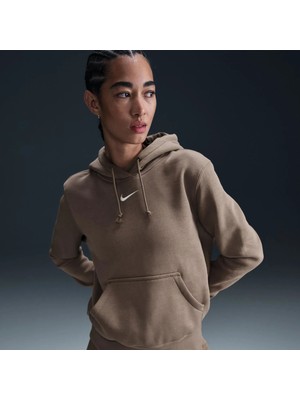 Nike Phoenix Fleece Po Hoodie Kadın Kahverengi Polarlı Normal Kesim  Sweatshirt - HF6839-233