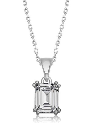 Gumush Hk Gümüş Kadın Kolye Baget Zirkon Taşlı |Gümüş Takı Hediyelik Ürünler