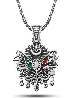 Gumush Hk Gümüş Erkek Kolye Osmanlı Devlet Armalı |Gümüş Takı Hediyelik Ürünler