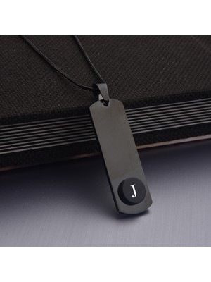 Success Harfli Siyah Erkek Çelik Kolye Takı Kişiye Özel Hediyelik Aksesuar