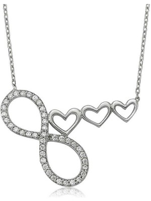 Gumush Hk Gümüş Kadın Kolye Sonsuzluk Kalp |Gümüş Takı Hediyelik Ürünler