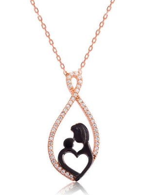 Gumush Hk Gümüş Kadın Kolye Kalpli Anne Çocuk|Gümüş Takı Hediyelik Ürünler