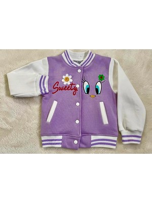 Kız Çocuk Desenli Pamuk Kalin Hırka