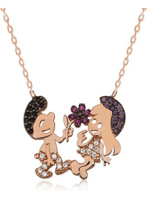 Gumush Hk Gümüş Kadın Kolye Şirinler |Gümüş Takı Hediyelik Ürünler