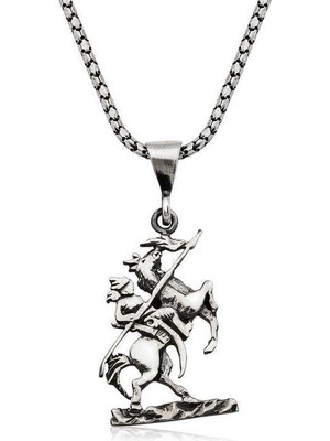 Gumush Hk Gümüş Erkek Kolye Göktürk Süvarisi |Gümüş Takı Hediyelik Ürünler