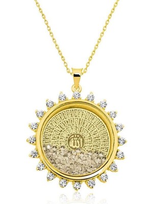 Gumush Hk Gümüş Kadın Kolye Gold Esmaül Hüsna |Gümüş Takı Hediyelik Ürünler