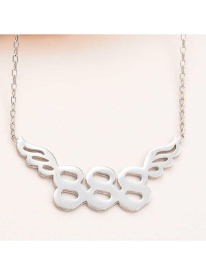 Gumush Hk Gümüş Kadın Kolye 888 Melek Sayısı |Gümüş Takı Hediyelik Ürünler